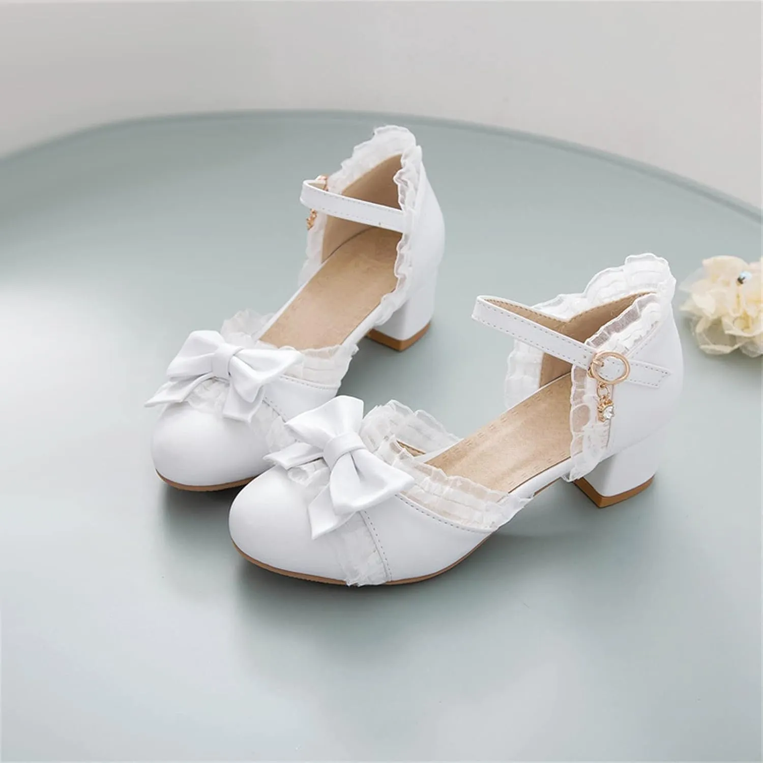Summer Toddler Girls Dress Bow Tie Shoes Pumps Low Heels Flower Party Wedding High School Prom Toddler Sandals