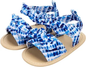 Swim Shoes Toddler Size 10 Infant Girls Open Toe Bowknot Tie Dye Shoes First Walkers Baby Wrap Around Booties