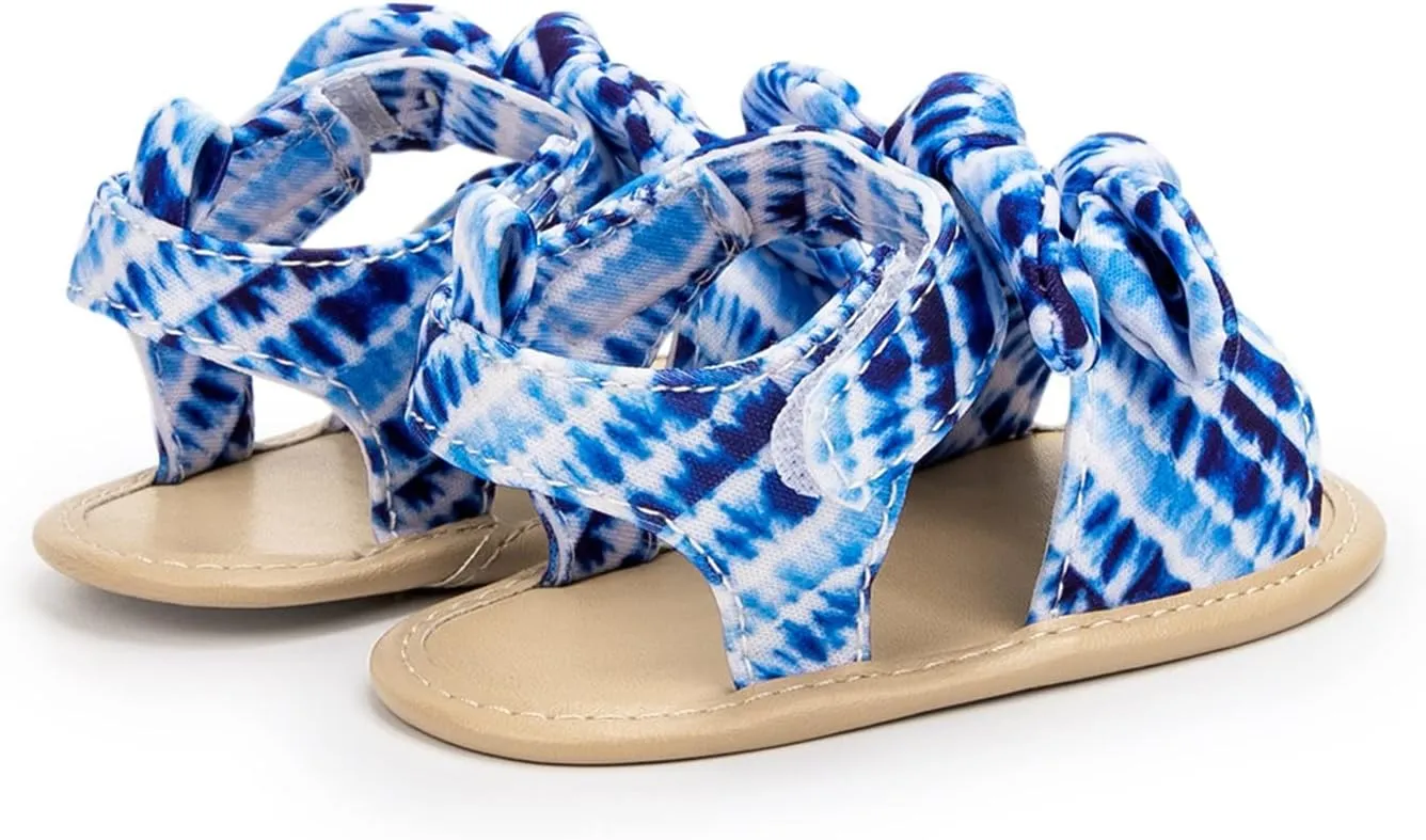 Swim Shoes Toddler Size 10 Infant Girls Open Toe Bowknot Tie Dye Shoes First Walkers Baby Wrap Around Booties