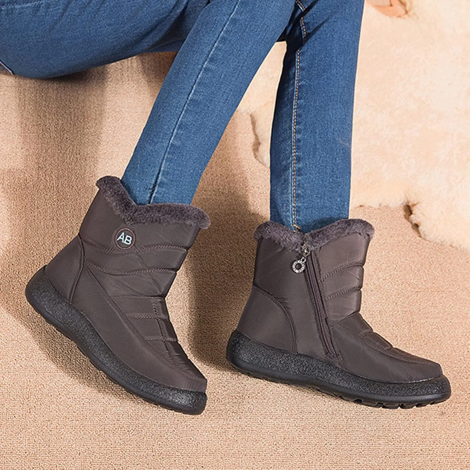 Tall Snow Boots for Women 2023 Womens Waterproof Snow Boots with Zipper Extra Wide Calf Womens Snow Boots Waterproof Boots for Women Wide Width Womens Winter Sneaker Boot