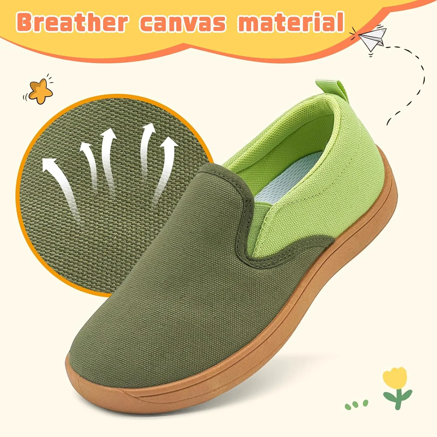 Toddler Kids Wide Barefoot Shoes Girls Boys Minimalist Slip On Canvas Sneakers Lightweight Casual Walking Shoes Fit Naturally Zero-Drop Sole