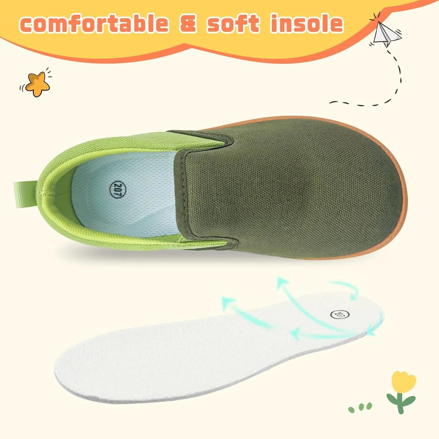 Toddler Kids Wide Barefoot Shoes Girls Boys Minimalist Slip On Canvas Sneakers Lightweight Casual Walking Shoes Fit Naturally Zero-Drop Sole