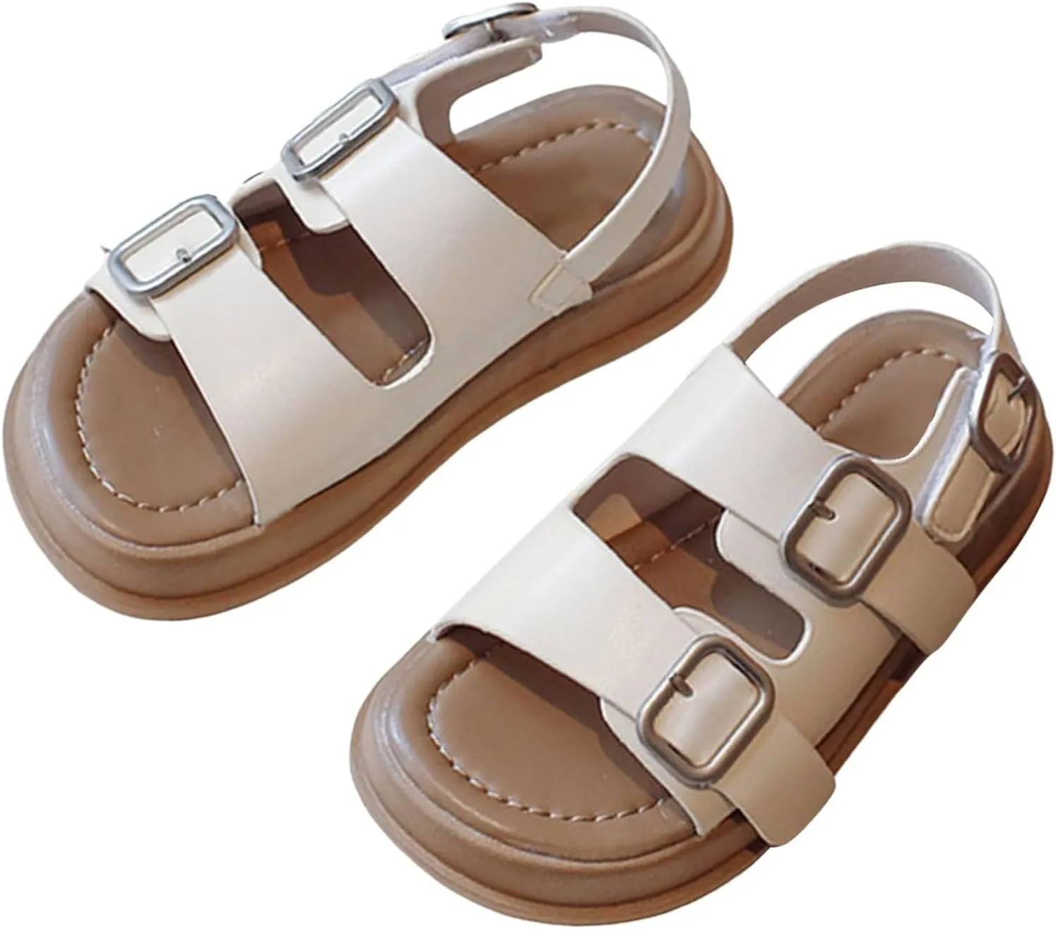 Toddler Sandals Boys Girls Adjustable Back Strap Slippers Double Buckle Sandals Summer Open Toe Beach Flat for Little/Big Kid