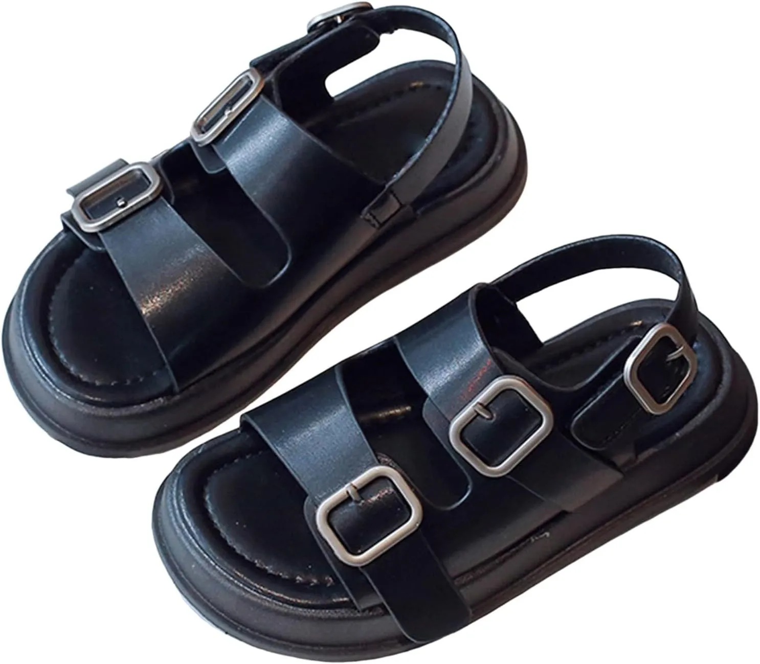 Toddler Sandals Boys Girls Adjustable Back Strap Slippers Double Buckle Sandals Summer Open Toe Beach Flat for Little/Big Kid