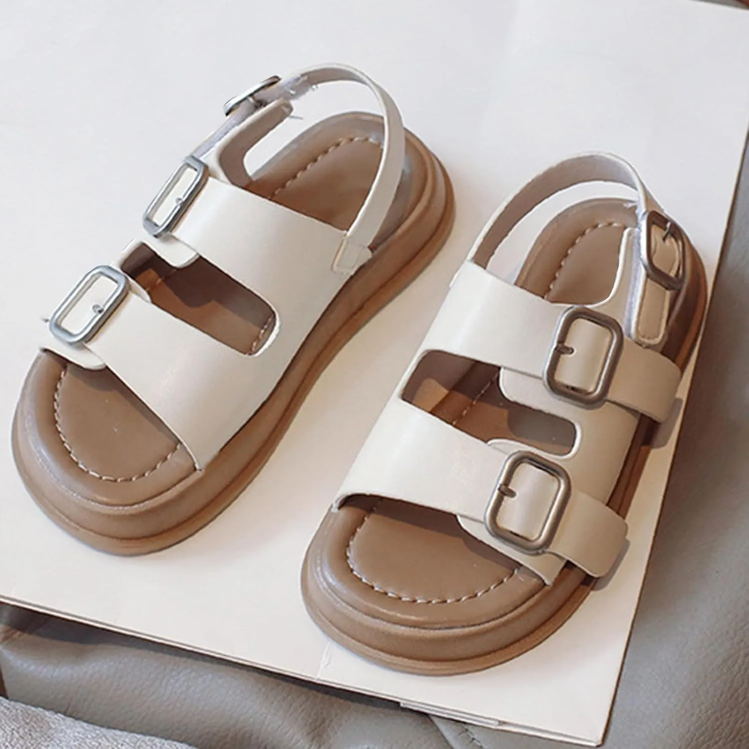 Toddler Sandals Boys Girls Adjustable Back Strap Slippers Double Buckle Sandals Summer Open Toe Beach Flat for Little/Big Kid