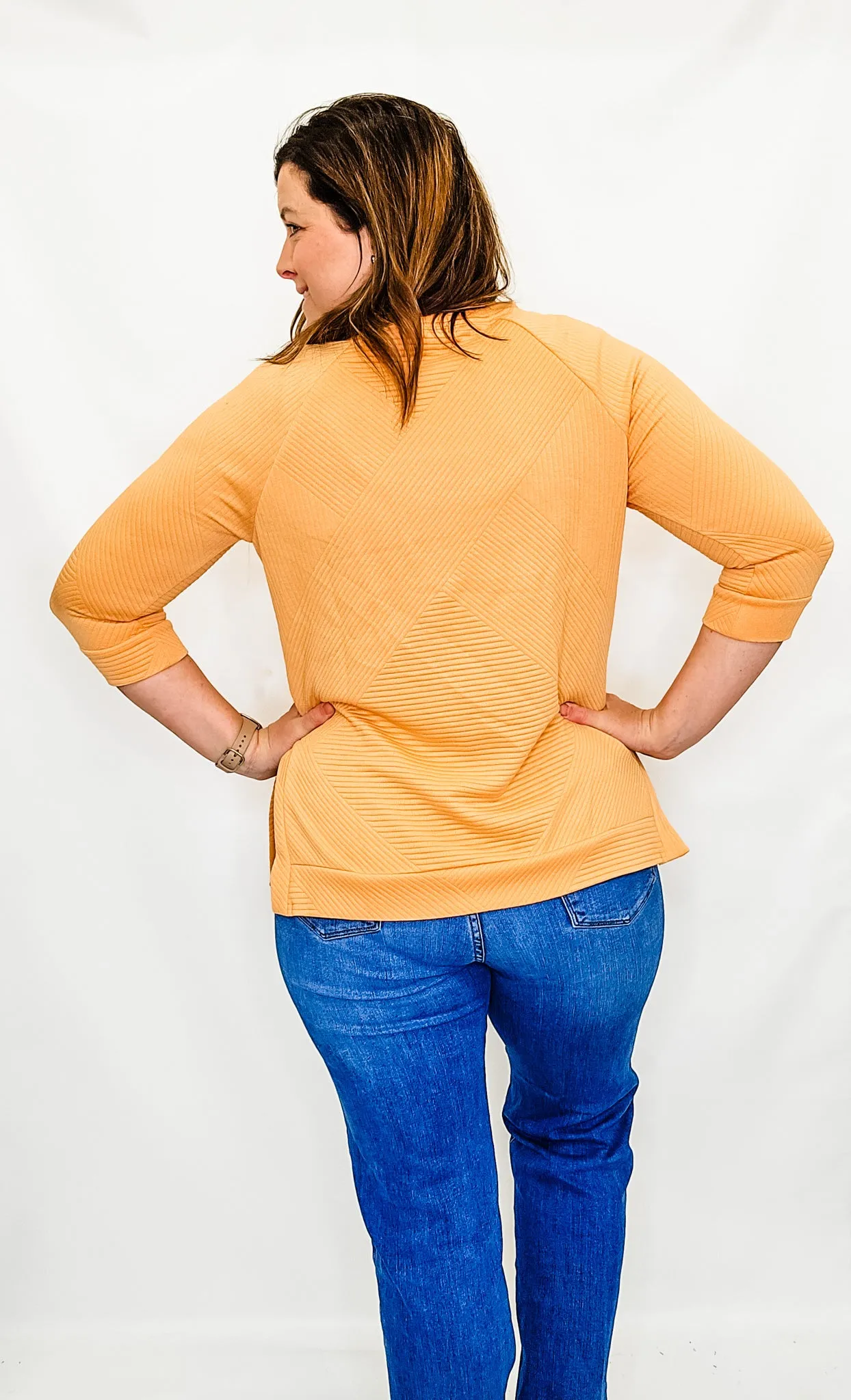 Tribal Fiesta Orange Ribbed Crew Neck