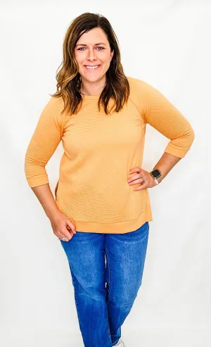Tribal Fiesta Orange Ribbed Crew Neck