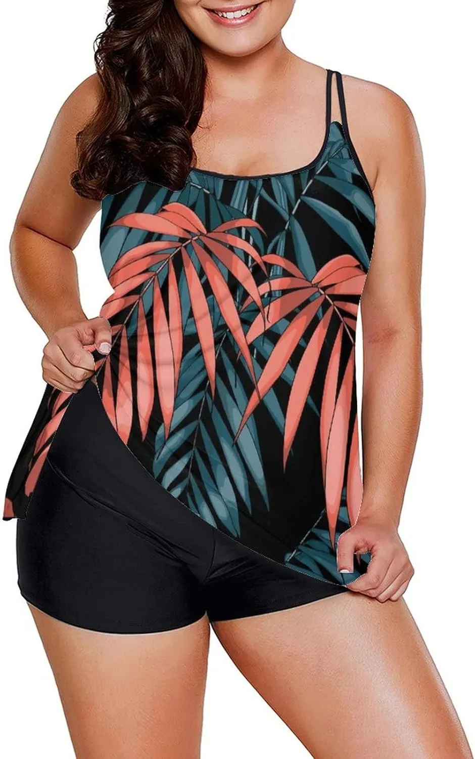 Urchics Womens 2025 Tankini Swimsuits Tummy Control Flowy Swimwear Two Piece Bathing Suits Swim Tank Top with Boyshorts