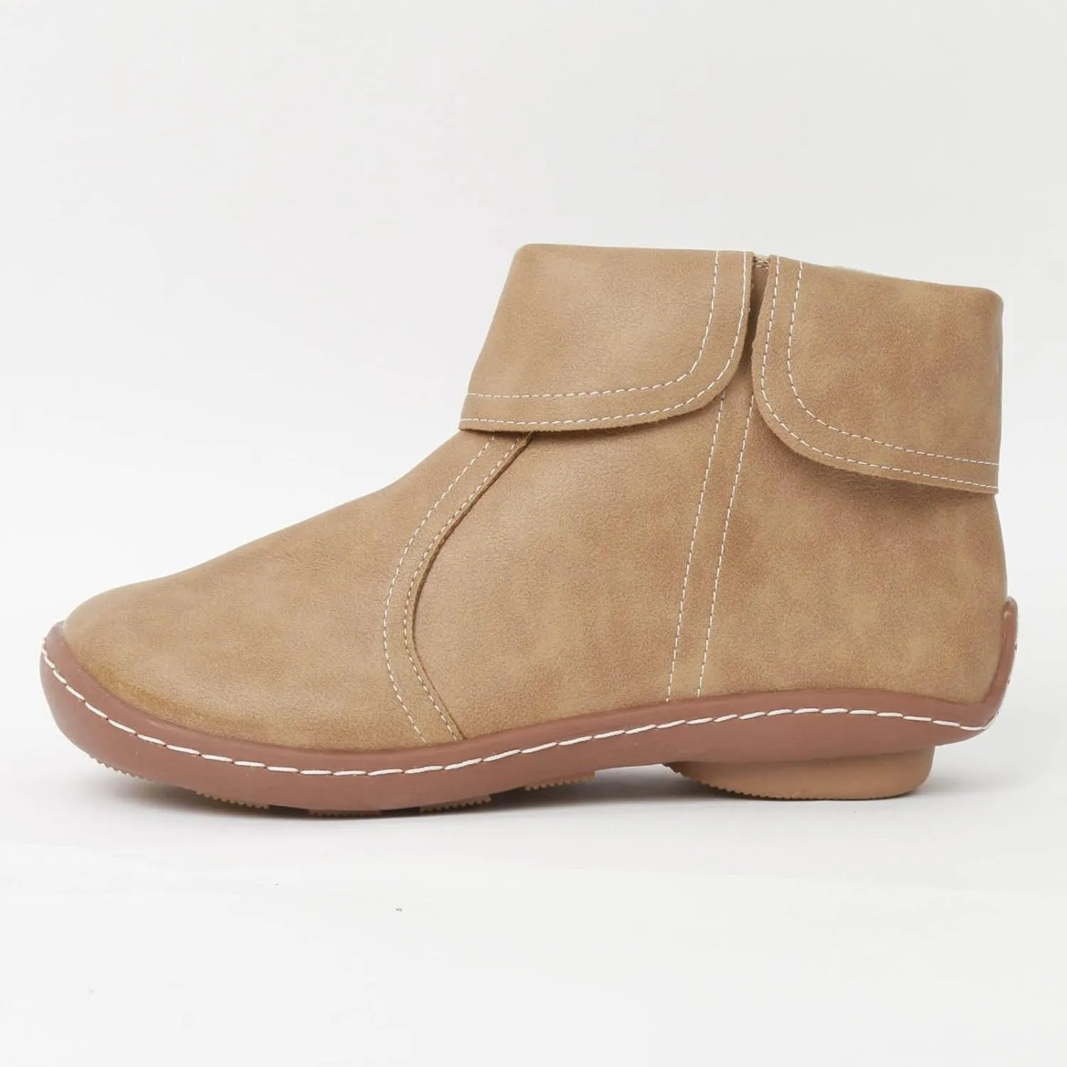 Vintage Women Ankle Boots Leather Platform Boots for Women Wide Calf Casual Fashion Round Toe Side Zipper Booties
