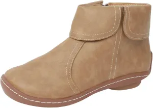 Vintage Women Ankle Boots Leather Platform Boots for Women Wide Calf Casual Fashion Round Toe Side Zipper Booties