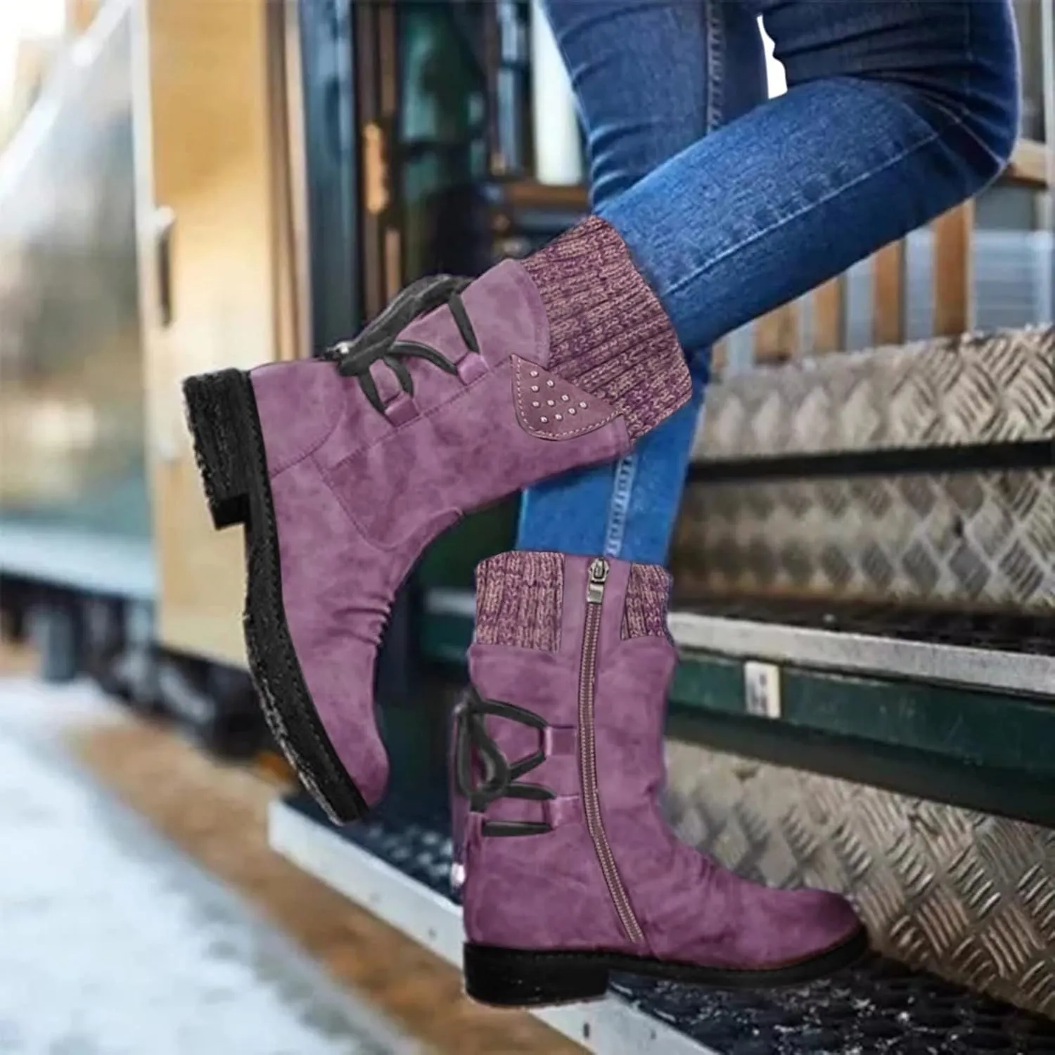 Waterproof Snow Boots for Women Cute Womens Black Snow Boots Slip on Womens Winter Boots 8.5 Wide Winter Snow Boots Womens Winter Hiking Boots Waterproof