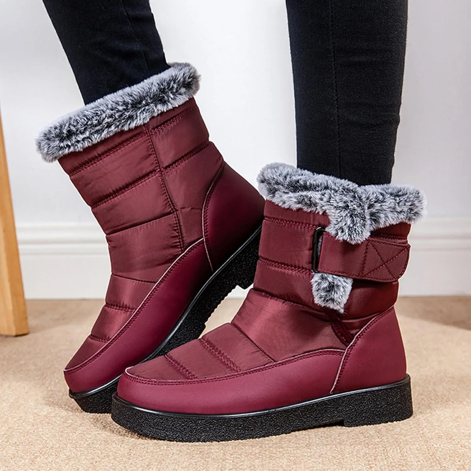 Winter Boots for Women Snow Boots for Women Ladies Fashion Winter Plush Insulation Solid Color Thick Heels Snow Boots