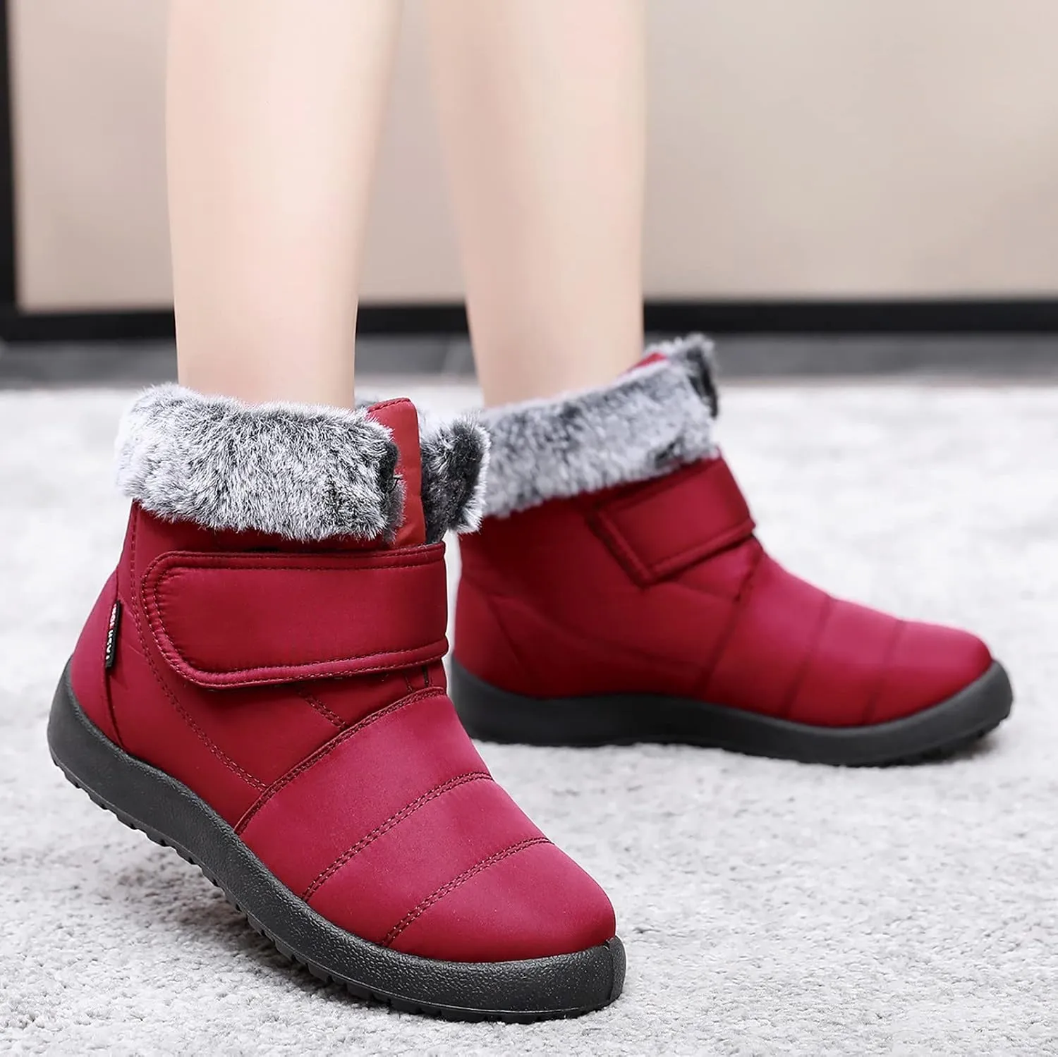 Winter Boots for Women Wide Width Light Weight Women's Winter Snow Boots Waterproof Snow Boots for Women Wide Feet Wide Snow Boots for Women with Zipper Botas Para El FrO De Dama