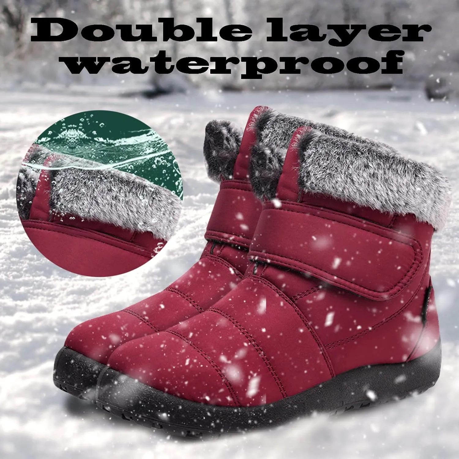 Winter Boots for Women Wide Width Light Weight Women's Winter Snow Boots Waterproof Snow Boots for Women Wide Feet Wide Snow Boots for Women with Zipper Botas Para El FrO De Dama