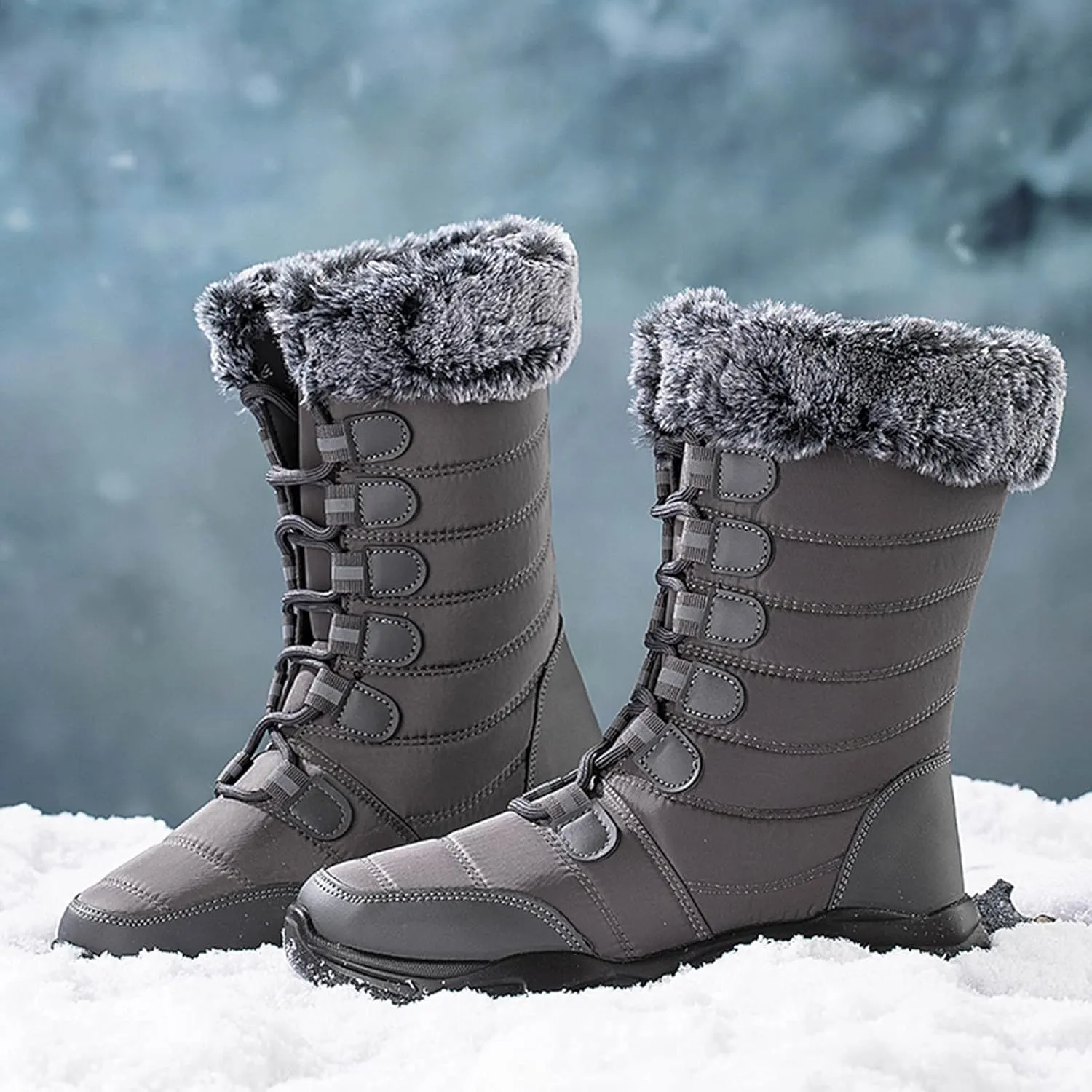 Winter Snow Boots for Women Zipper Orthopedic Snow Boots for Women Size 7 Waterproof Snow Boots Womens 11w Winter Women Boots Slip on Botas Invierno Para Mujer