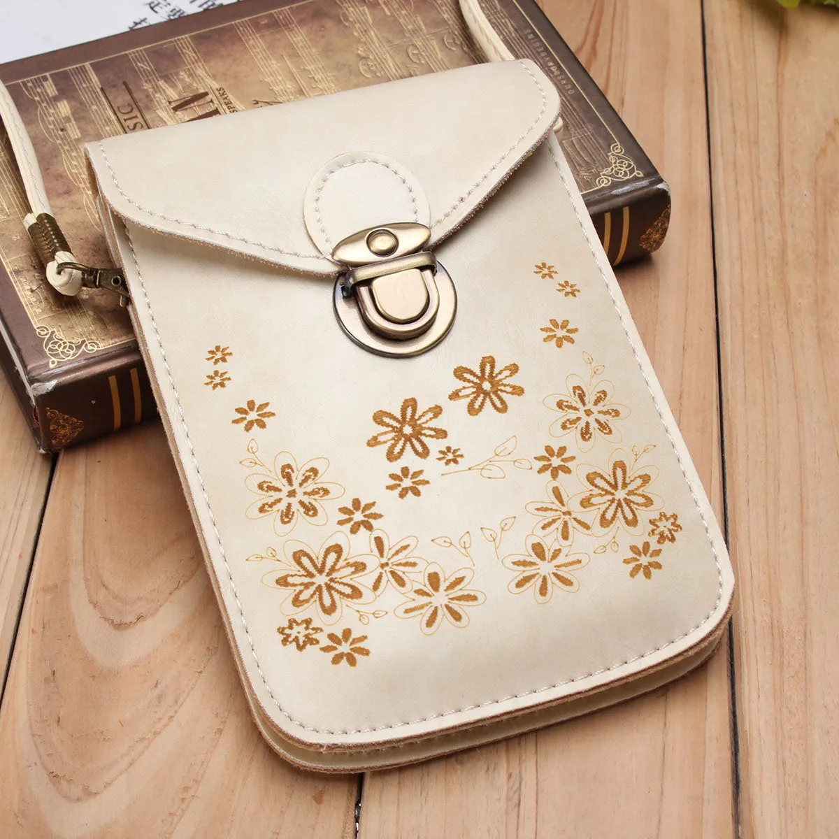 Women Vintage Flower Pattern Mini Crossbody Bag