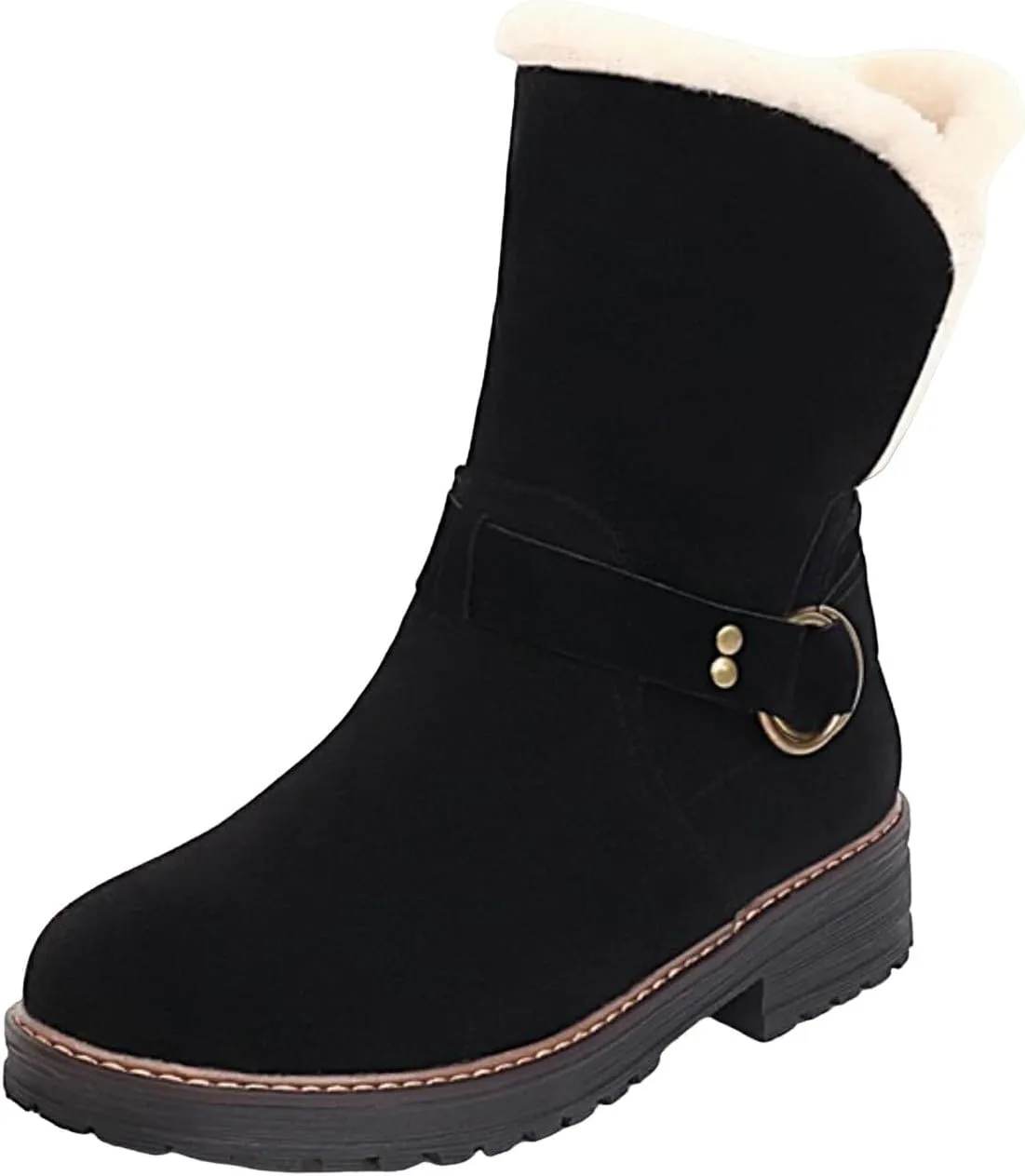 Womens Boots Fashion Fully Fur Lined Thick Sole Side Zipper Boots for Women Soft Cozy Warm Snow Boots for Women