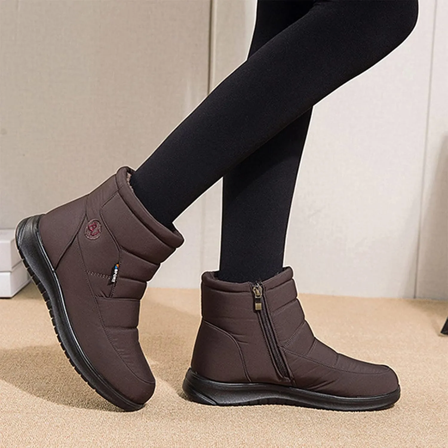 Womens Boots Fuzzy Fur Lined Thick Wedges Fashion Boots for Women Soft Leather Warm Snow Boots for Women