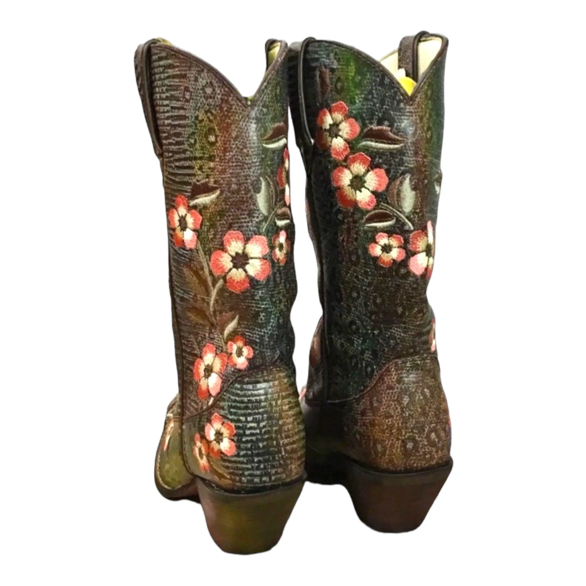 Women's Embroidered Floral Leather Durango Cowboy Boots