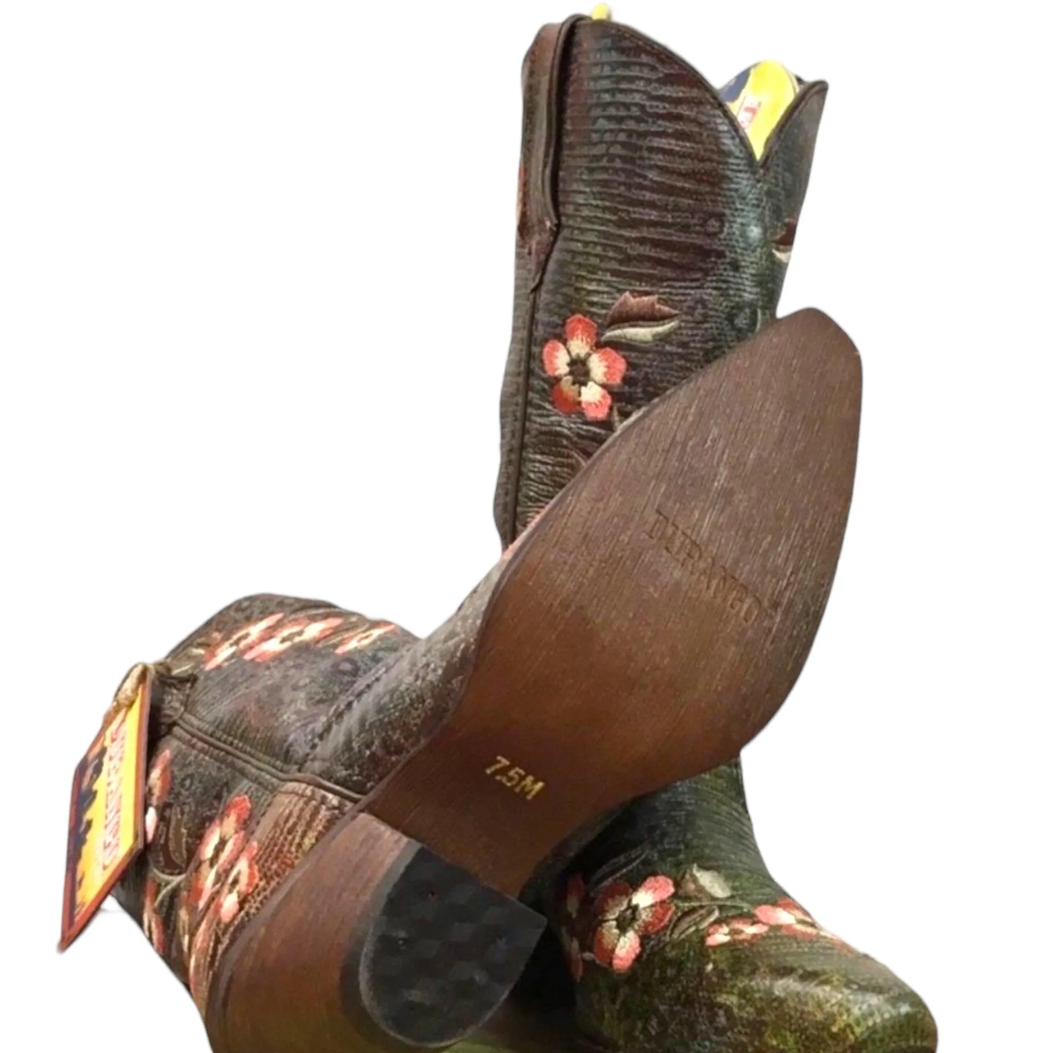 Women's Embroidered Floral Leather Durango Cowboy Boots