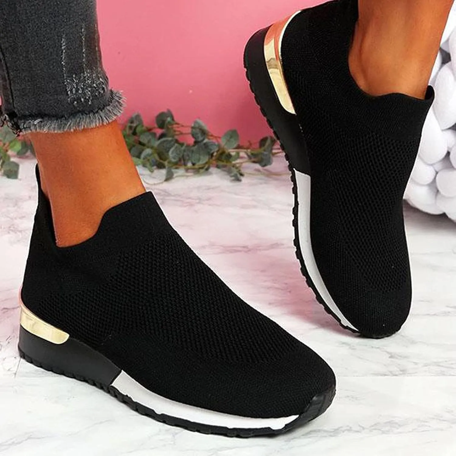 Women's Fashion Sneaker Non Slip Breathable Lightweight Comfortable Lace Up Mens Walking Shoes Wide Width Black Platform Loafers Women Women's Wide Width Sneakers