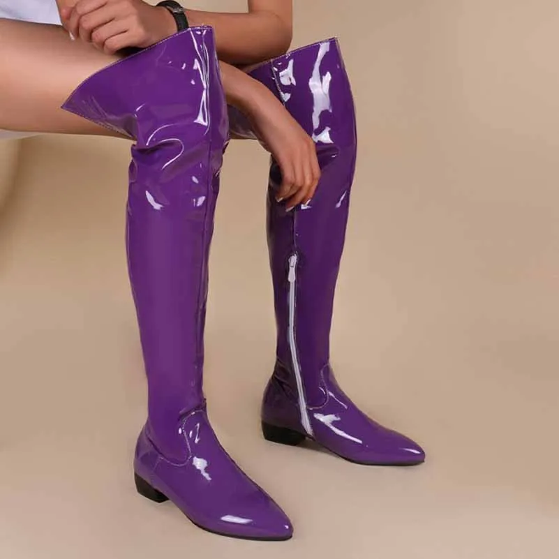 Women's Over The Knee Boots Low Chunky Heel Stretch Riding Thigh High Boots