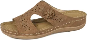 Women's Slide Wedge Sandal Comfortable Open Toe Dressy Sandals Arch Support Walking Shoes Summer Hollow Shoes Platform Open Toe Sandals Breathable Vintage Flip Flop Shoe