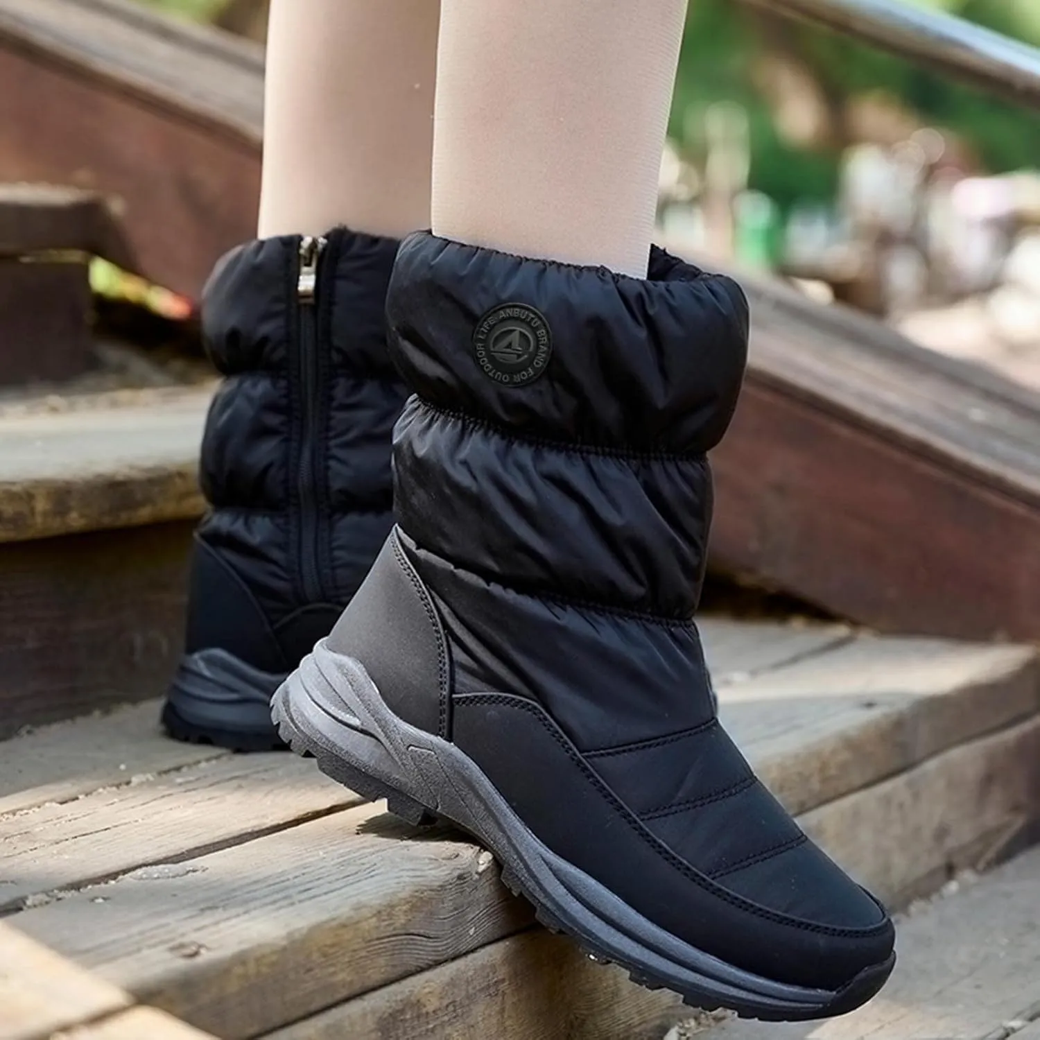 Womens Snow Boots Waterproof Insulated Mid Calf Non Slip Snow Boots for Women Wide Womens Winter Boots Size 8 Wide Black Waterproof Non Slip Work Boots for Women Botas De Mujer Para Invierno Y Ancho