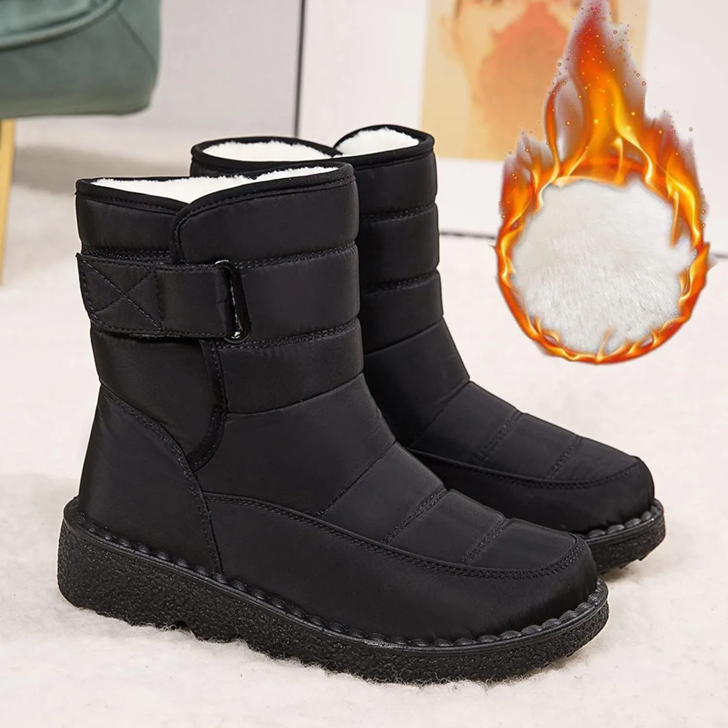 Womens Snow Boots Wide Width Zipper Size 9 Wide Calf Snow Boots for Woman Waterproof Snow Shoes for Women Outdoor Boots Women Knee High Waterproof Womens Boots Size 11