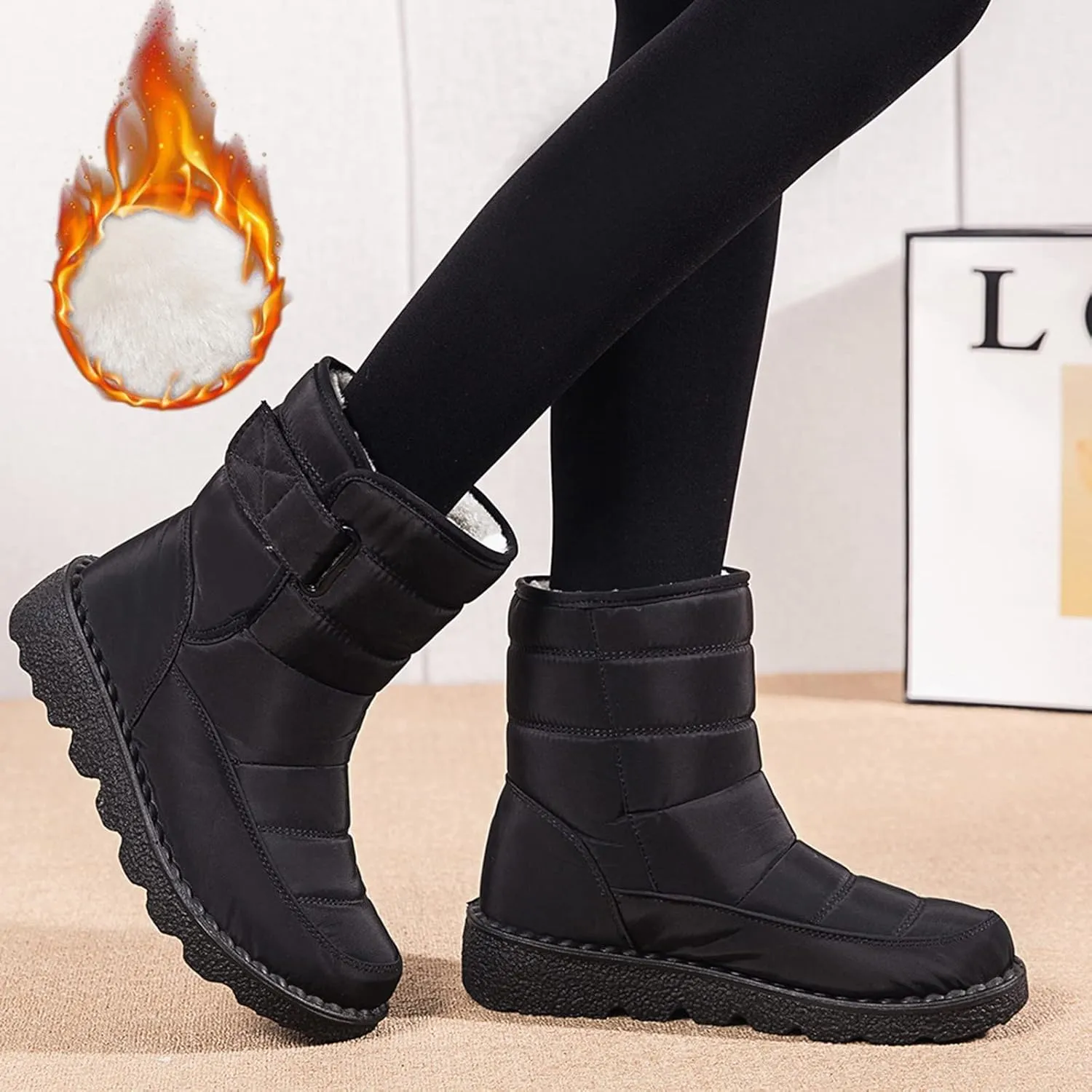 Womens Snow Boots Wide Width Zipper Size 9 Wide Calf Snow Boots for Woman Waterproof Snow Shoes for Women Outdoor Boots Women Knee High Waterproof Womens Boots Size 11