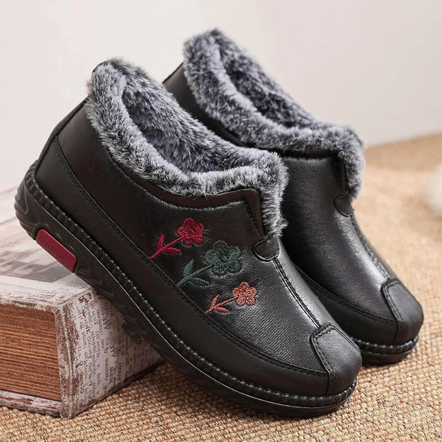 Women's Snow Boots Womens Winter Snow Boots Warm Fur Lined Anti-Slip Ankle Woman Winter Boots Waterproof Winter Women Boots Ankle Botas De Invierno Para Mujer Pie Ancho