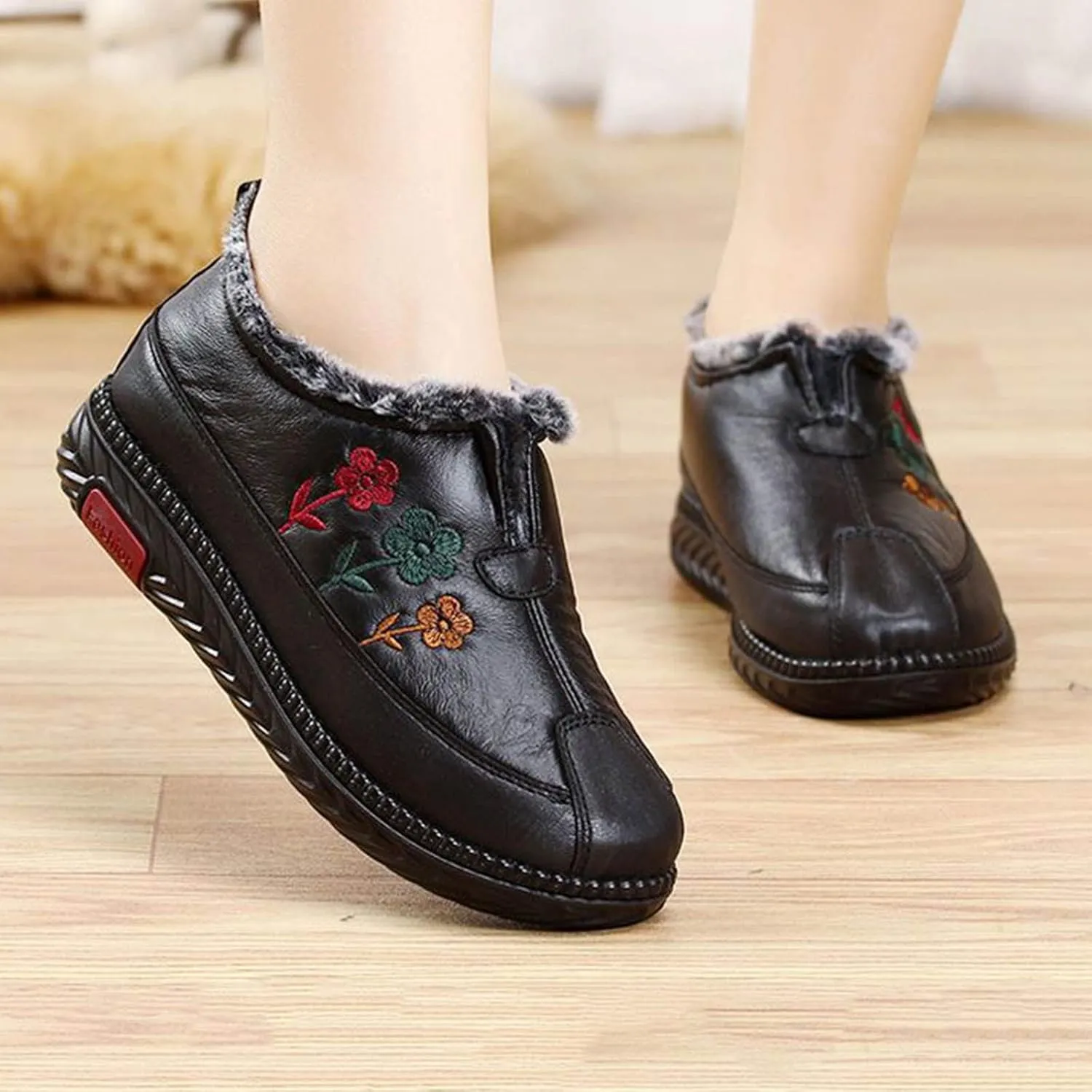 Women's Snow Boots Womens Winter Snow Boots Warm Fur Lined Anti-Slip Ankle Woman Winter Boots Waterproof Winter Women Boots Ankle Botas De Invierno Para Mujer Pie Ancho