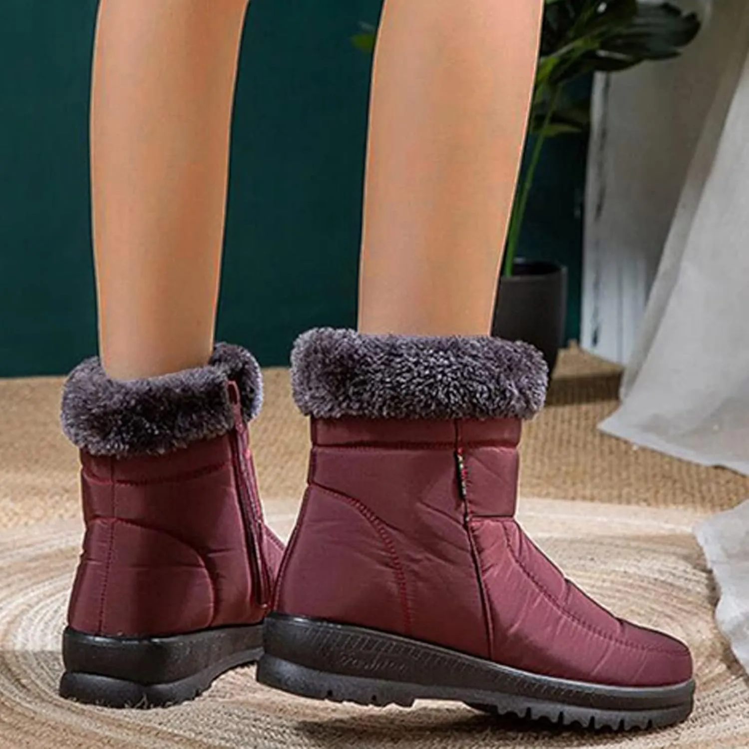 Womens Snow Knee High Winter Boots Ladies Waterproof Warm Fur Lined Womens Boots Winter 2023 Dark Brown Winter Boots for Women Waterproof Womens Black Winter Boots Size 8 Botas Para Mujer De Invierno