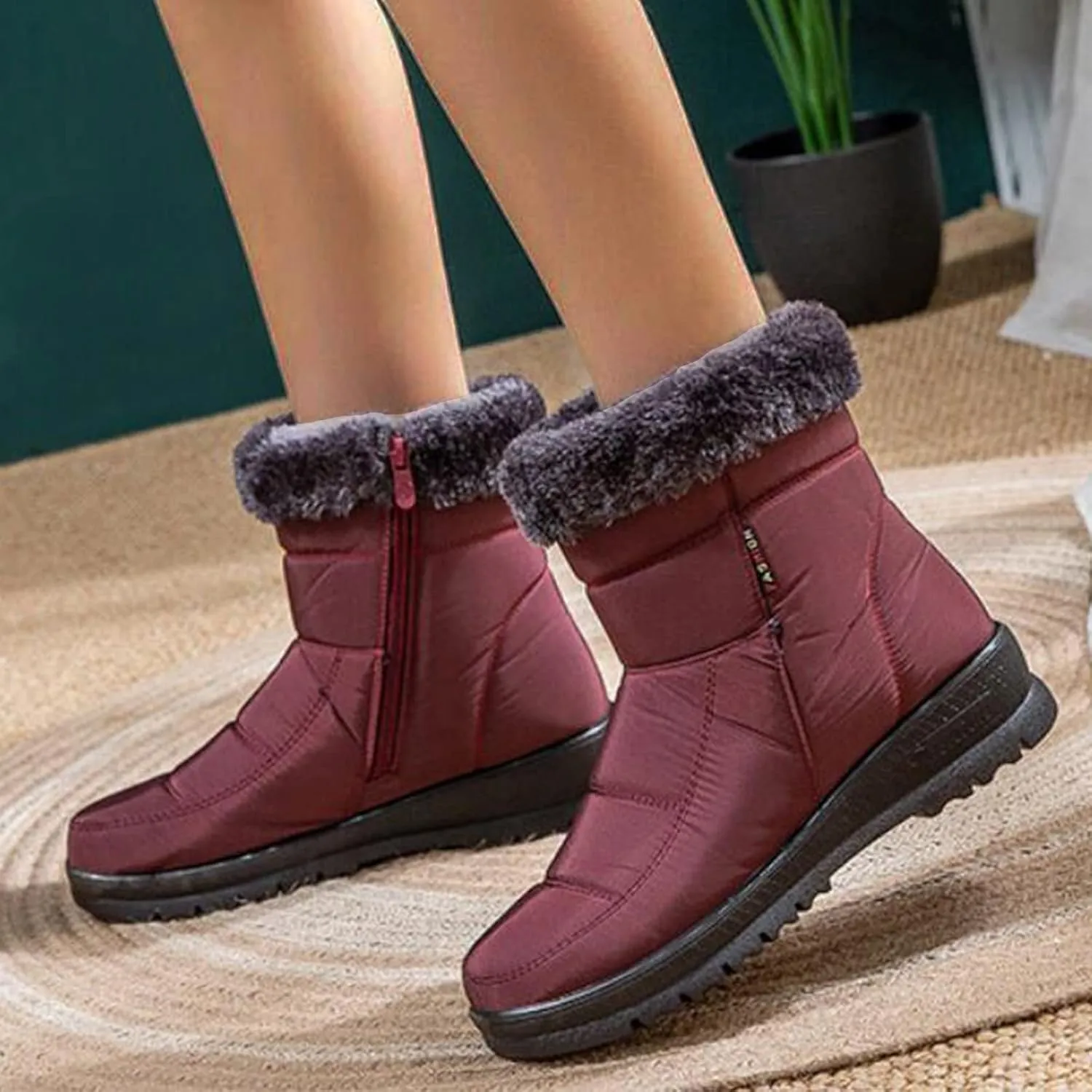 Womens Snow Knee High Winter Boots Ladies Waterproof Warm Fur Lined Womens Boots Winter 2023 Dark Brown Winter Boots for Women Waterproof Womens Black Winter Boots Size 8 Botas Para Mujer De Invierno