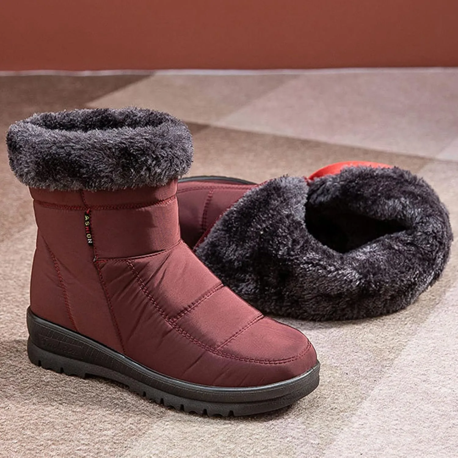 Womens Snow Knee High Winter Boots Ladies Waterproof Warm Fur Lined Womens Boots Winter 2023 Dark Brown Winter Boots for Women Waterproof Womens Black Winter Boots Size 8 Botas Para Mujer De Invierno