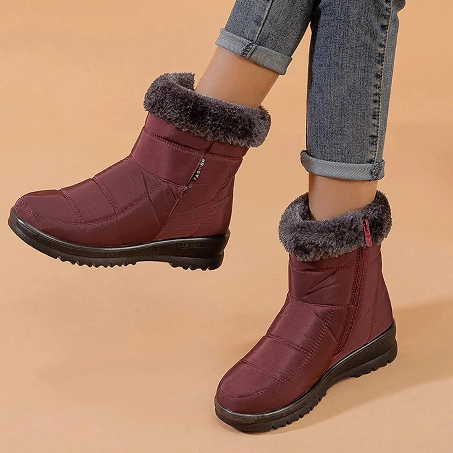 Womens Snow Knee High Winter Boots Ladies Waterproof Warm Fur Lined Womens Boots Winter 2023 Dark Brown Winter Boots for Women Waterproof Womens Black Winter Boots Size 8 Botas Para Mujer De Invierno