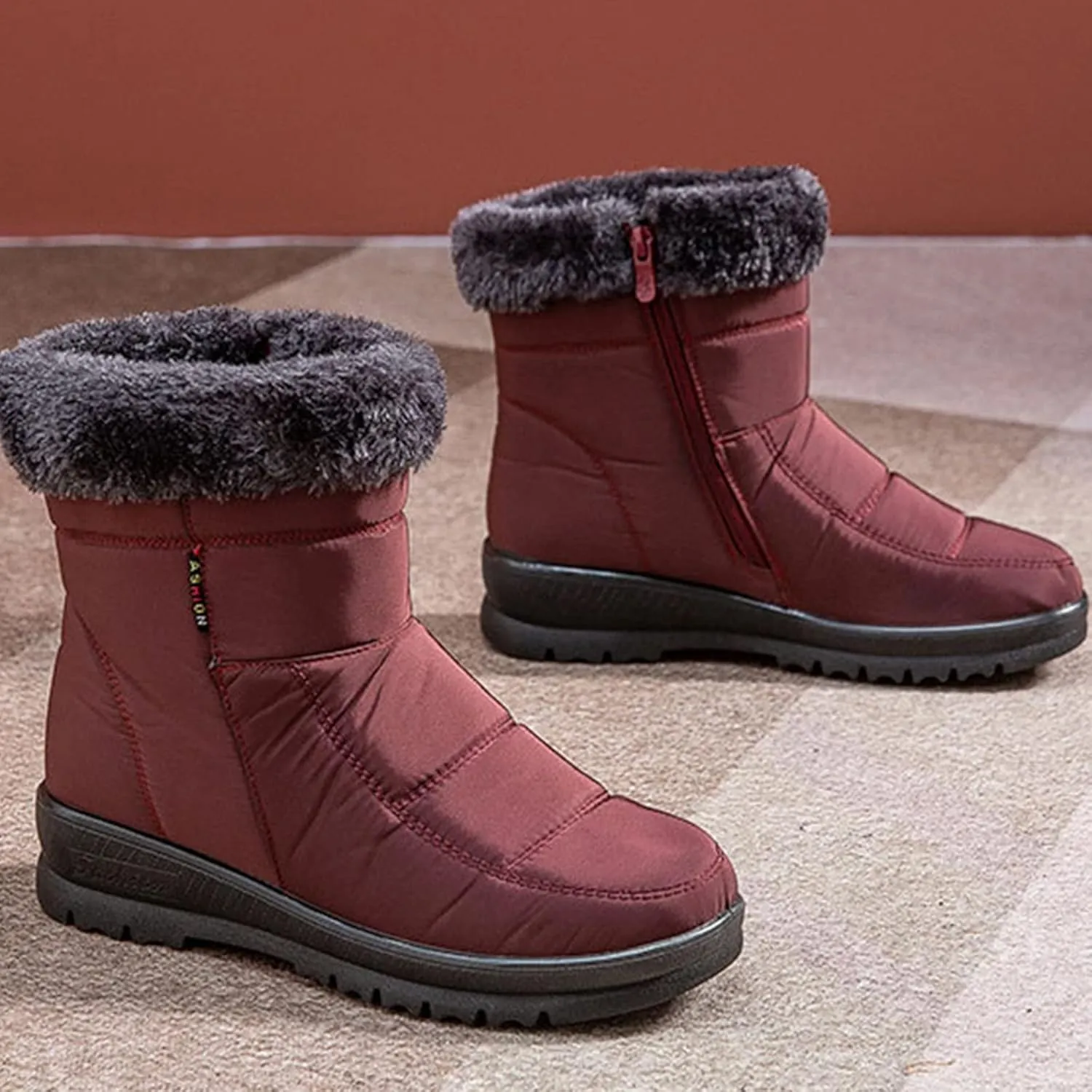 Womens Snow Knee High Winter Boots Ladies Waterproof Warm Fur Lined Womens Boots Winter 2023 Dark Brown Winter Boots for Women Waterproof Womens Black Winter Boots Size 8 Botas Para Mujer De Invierno