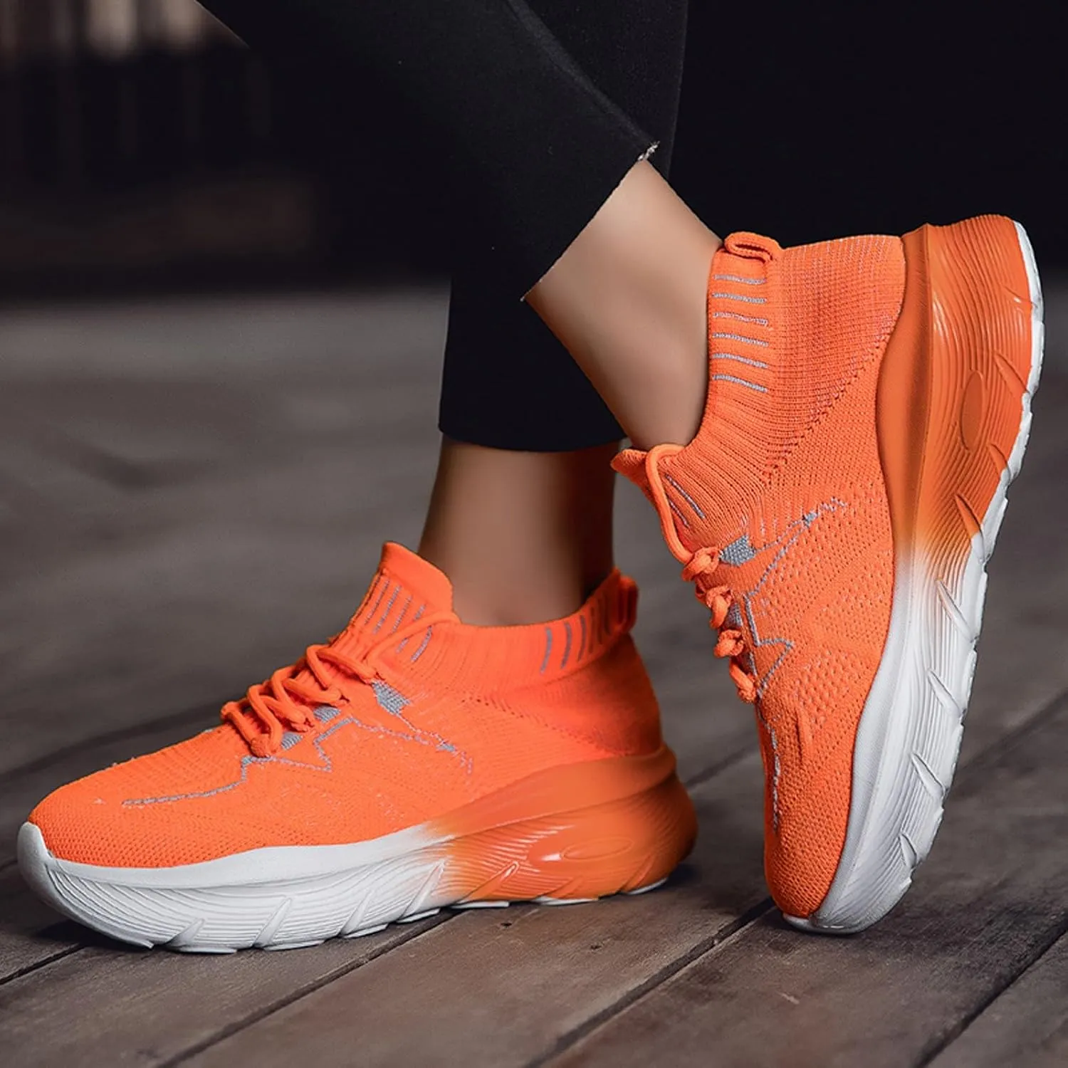 Women's Spring and Summer Fashion Solid Color Mesh Lace Up Sneakers Casual Comfortable Easy Walking Shoes Women