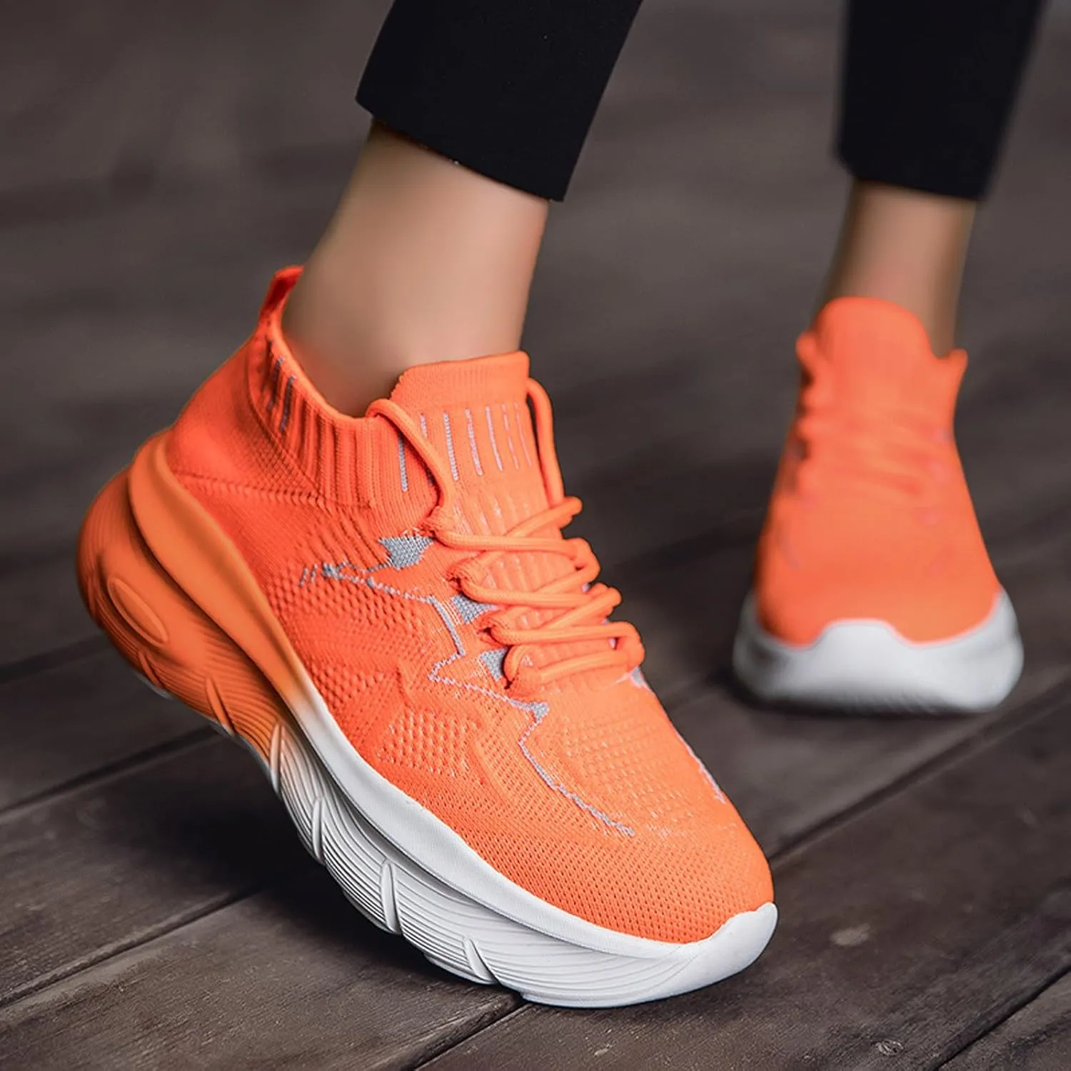 Women's Spring and Summer Fashion Solid Color Mesh Lace Up Sneakers Casual Comfortable Easy Walking Shoes Women
