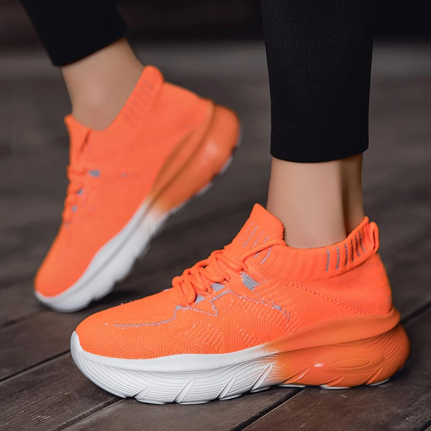 Women's Spring and Summer Fashion Solid Color Mesh Lace Up Sneakers Casual Comfortable Easy Walking Shoes Women