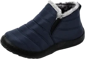 Women's Wide Width Waterproof Ankle Snow Boots - Warm Fur Lined, Walking Boots