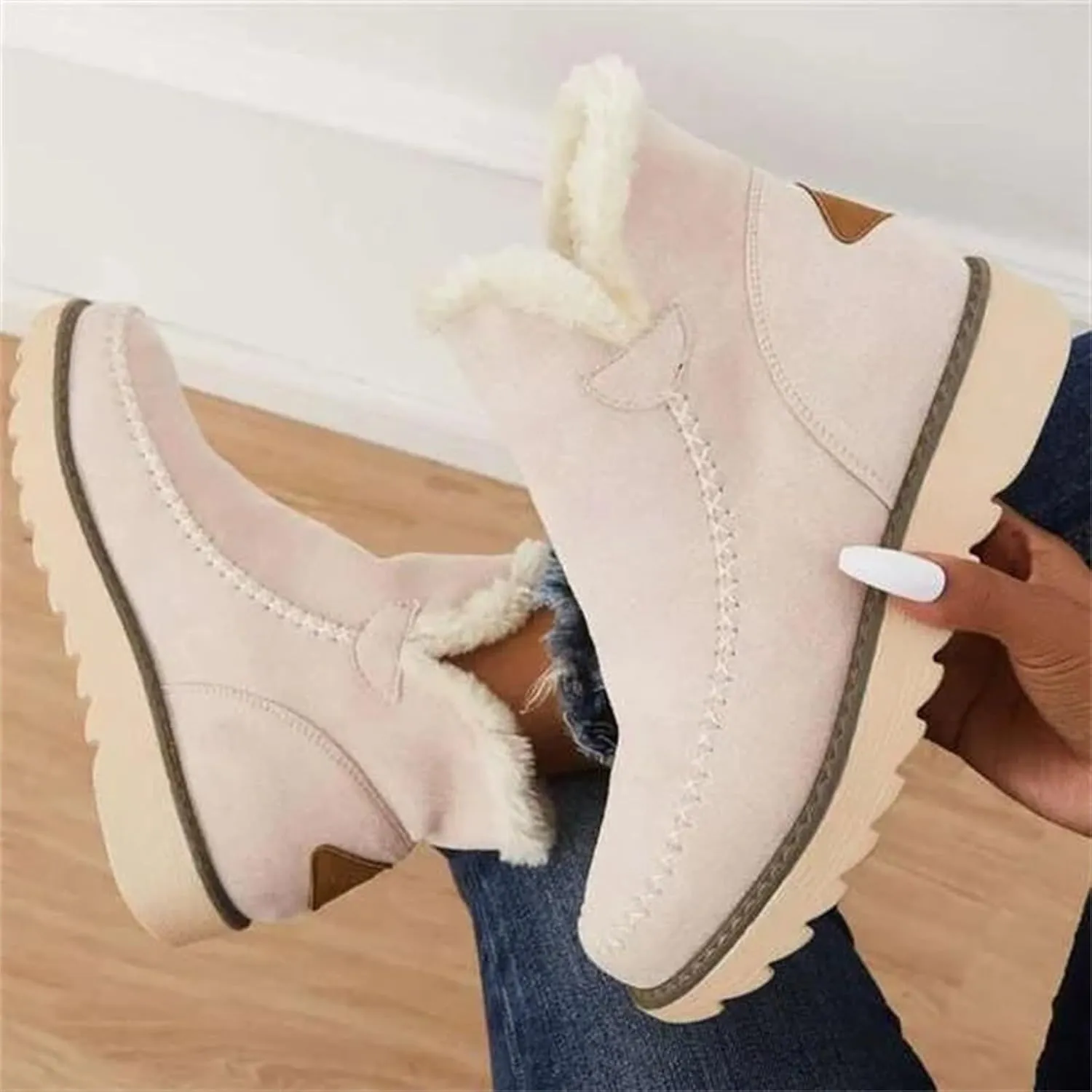 Womens Winter Snow Boots Ankle Women's Wide Width Waterproof Slip on Ankle Boots for Swollen Feet Women Winter Snow Boots Platform Winter Womens Boots Ankle Botas Invierno Mujer Nieve