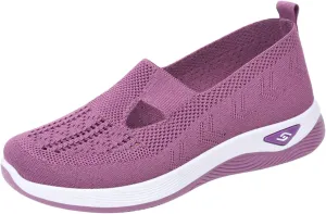 Women's Woven Orthopedic Breathable Soft Shoes Summer Casual Shoes Lightweight Mesh Ballet Nurse Slippers Diabetic Memory Foam Shoes Arch Support Slip in Walking Sneakers