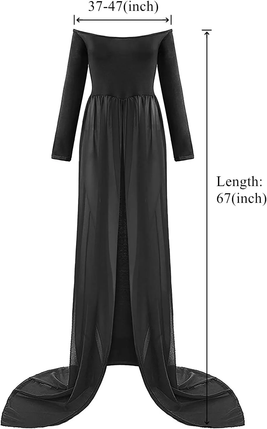 ZIUMUDY Maternity Maxi Chiffon Photography Dress Split Front Gown for Photoshoot