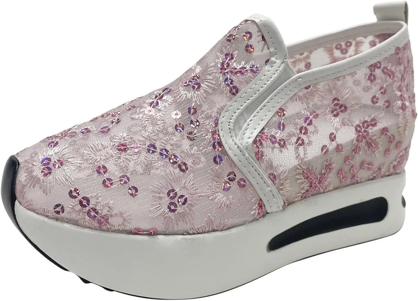 ZSpzx Women Casual Shoes Breathable Arch Support Non-Slip Sport Sneakers Wedge Heel Shoe Walking Footwear Summer Comfortable Ladies Dress Mesh Loafer Slides Indoor/Outdoor Daily Wear