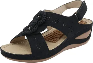 ZSpzx Women's Orthopedic Arch Support Sandals Comfortable for Women Wedge Flip Flops Slide Dressy Summer Plantar Fasciitis Bunion Adjustable Slingback Ankle Strap Casual Slip On Walking Beach Shoes